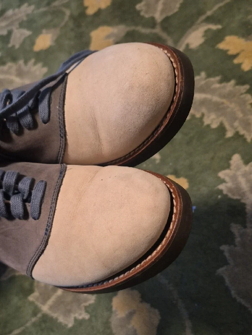 G.H. Bass & Co. Two-Tone Suede Derby Shoes in Blue and Cream